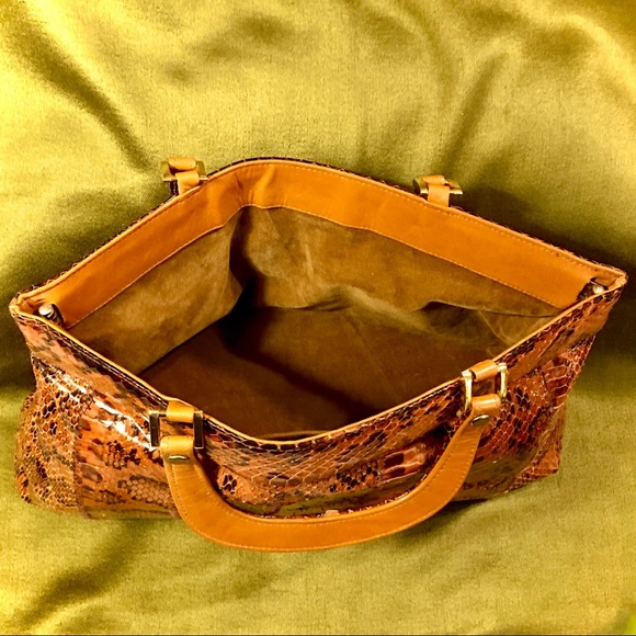 VINTAGE 1970s MASTERCRAFT LEATHER SNAKESKIN BAG ❤️ - Picture 7 of 9